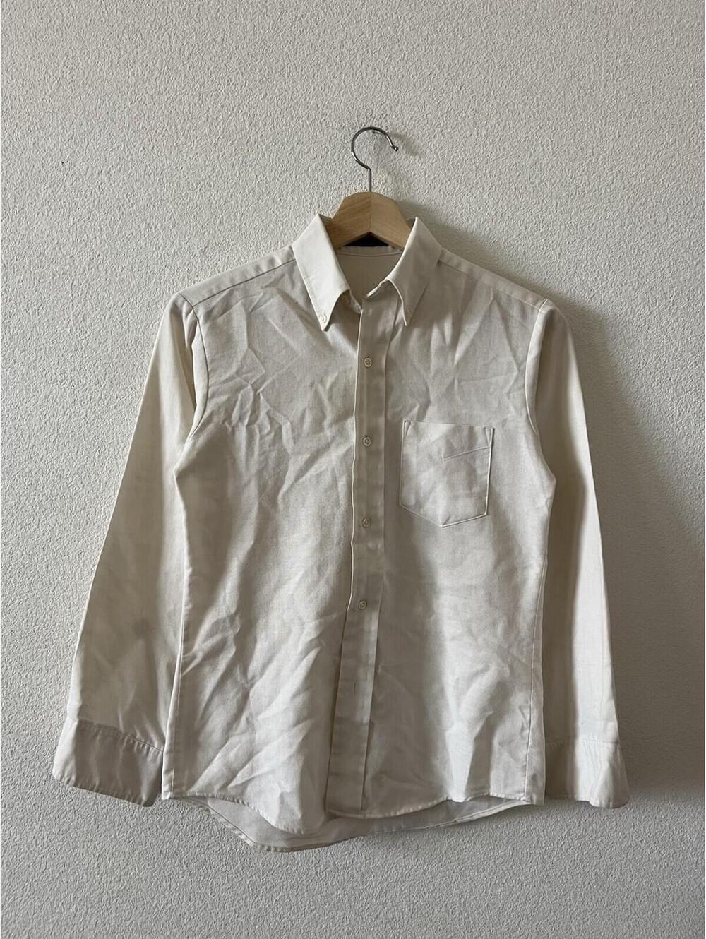 Vintage Permanent Press Cream Button Down Shirt 16